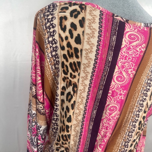 VENUS Pink and Brown Multi Patterned Bodycon Dress  size Large - Picture 8 of 16